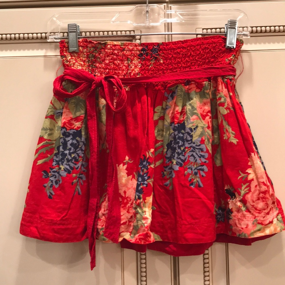 Abercrombie Red Floral Skirt